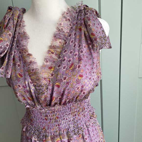 Alexis Clemence Tiered Ruffle Maxi Dress Purple Bouquet sz Xs - Picture 6 of 10